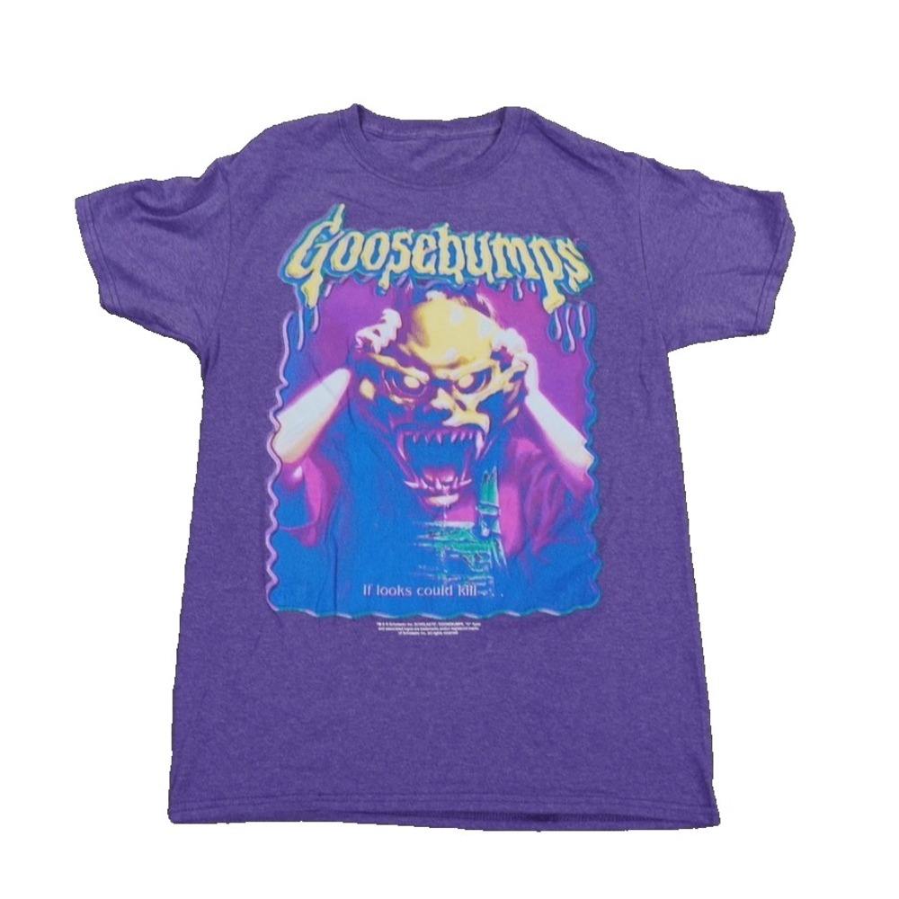 Goosebumps Scholastic T-Shirt‎ Youth XL Purple Haunted Mask G Splat Horror Stine